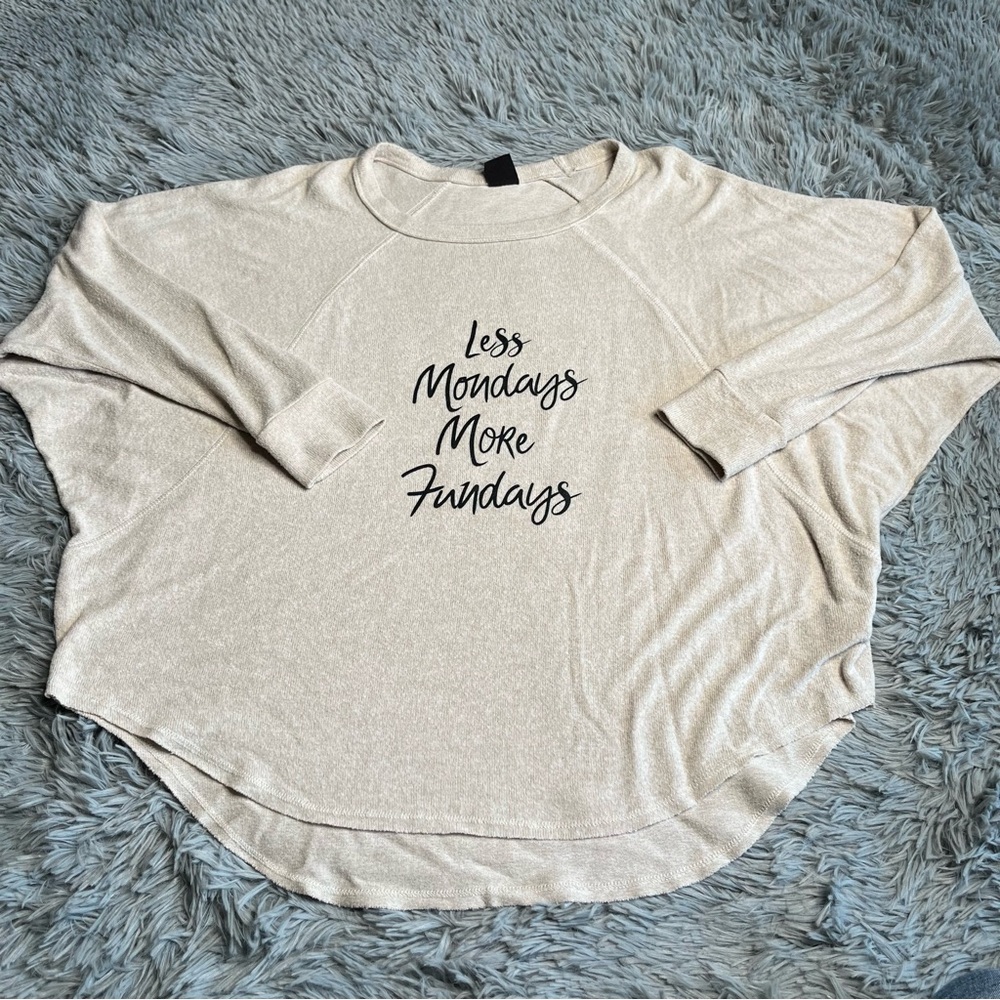 Free Press Sweater Lightweight Small Less Mondays More Fundays Soft Bat Wing